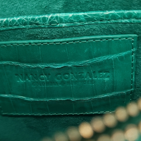 Nancy Gonzalez Green Crocodile Flap Crossbody Luxury Shoulder Bag Purse - Picture 9 of 15